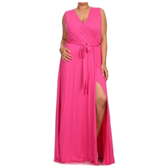 plus size faux wrap maxi dress